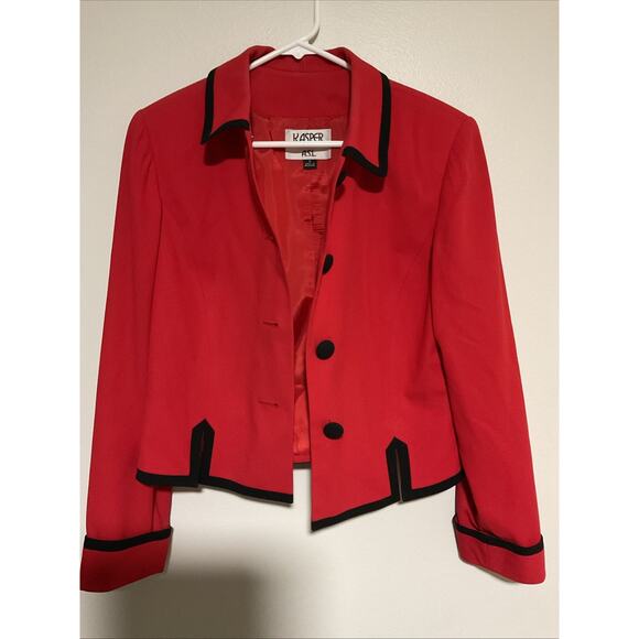 VTG VINTGE Kasper for ASL Red Black Blazer Women Sz 8 1980-1990s - Picture 2 of 4